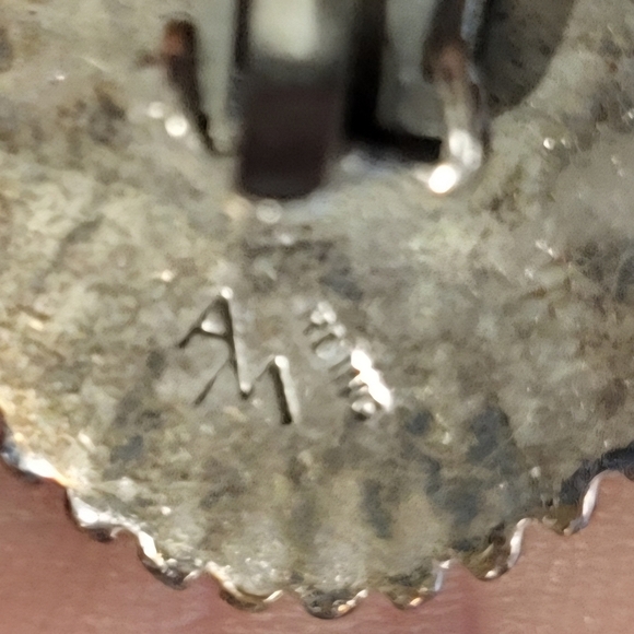 Vintage Angeline Miller Navajo Native American Silver Clip On Onyx Earrings - Picture 3 of 4